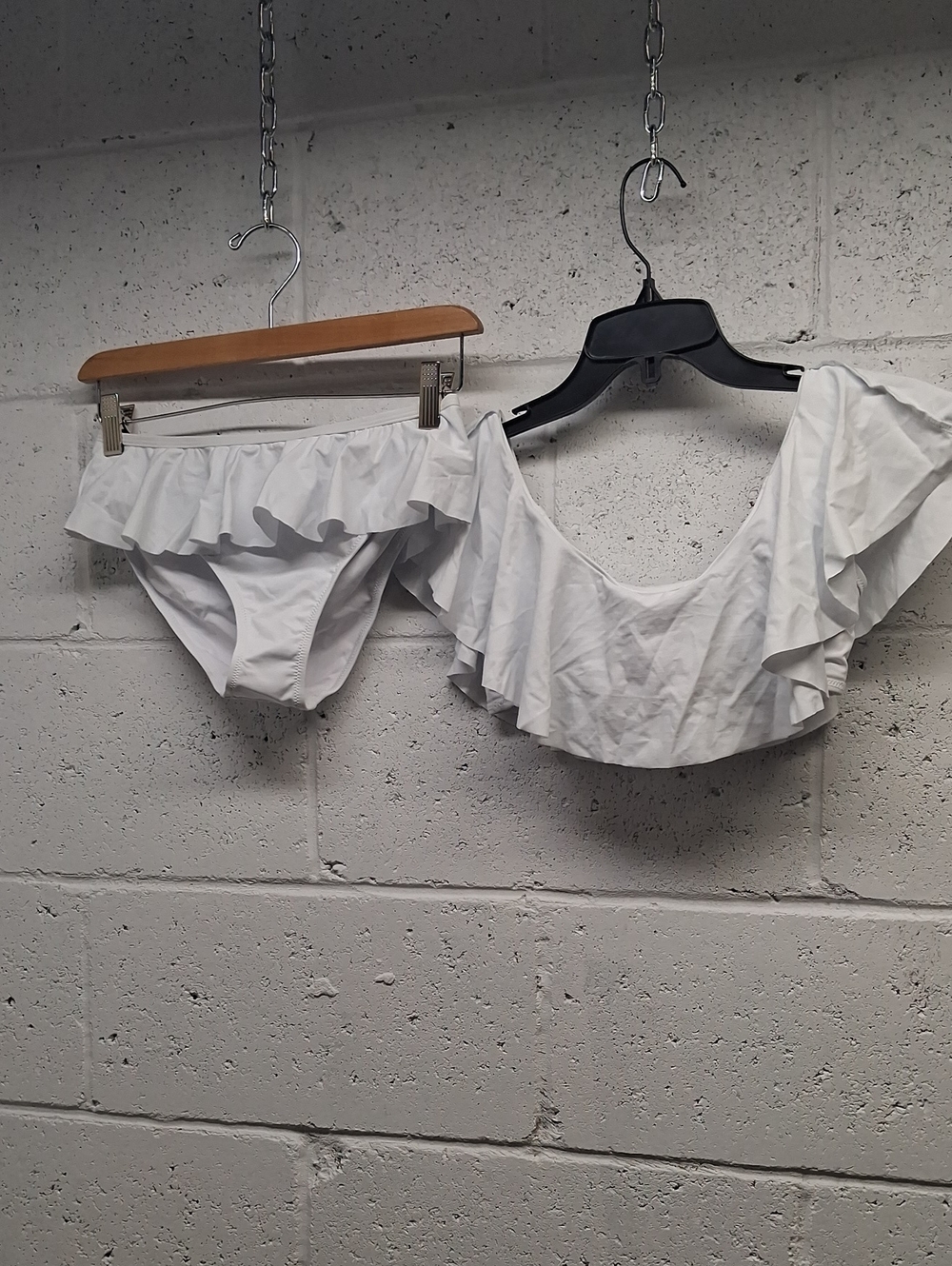 NWOT Girls White Ruffle Bikini Set - Two Piece Swimwear